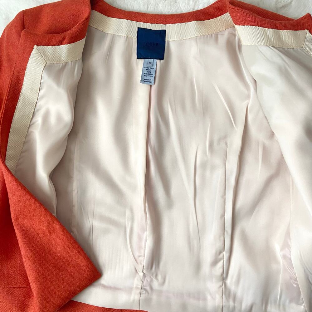 J.Crew orange herringbone wool Astrid cropped blazer - Picture 4 of 5